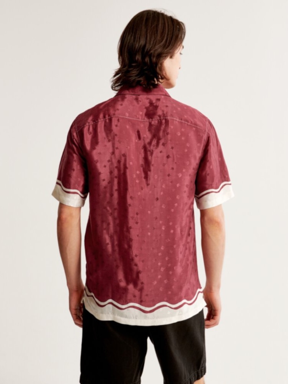 Abercrombie and Fitch Viscose(silk like) button up Wine Shirt men’s size small - Picture 7 of 10